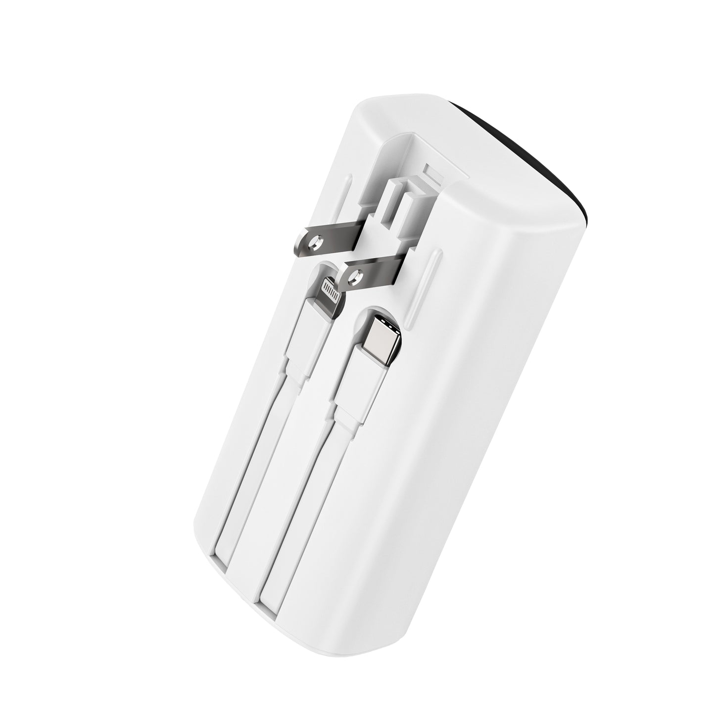 ITC-AP02, 10000mAh All-in-One Power Bank with AC Plug, Dual Built-in Cables, Dual Outputs & LED Display