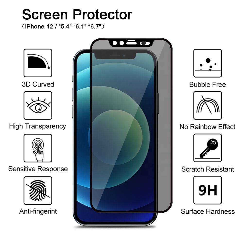 0.4mm Boundless Large Arc 26° Anti-Spy Tempered Glass Screen Protector For iPhone 12-17 Series