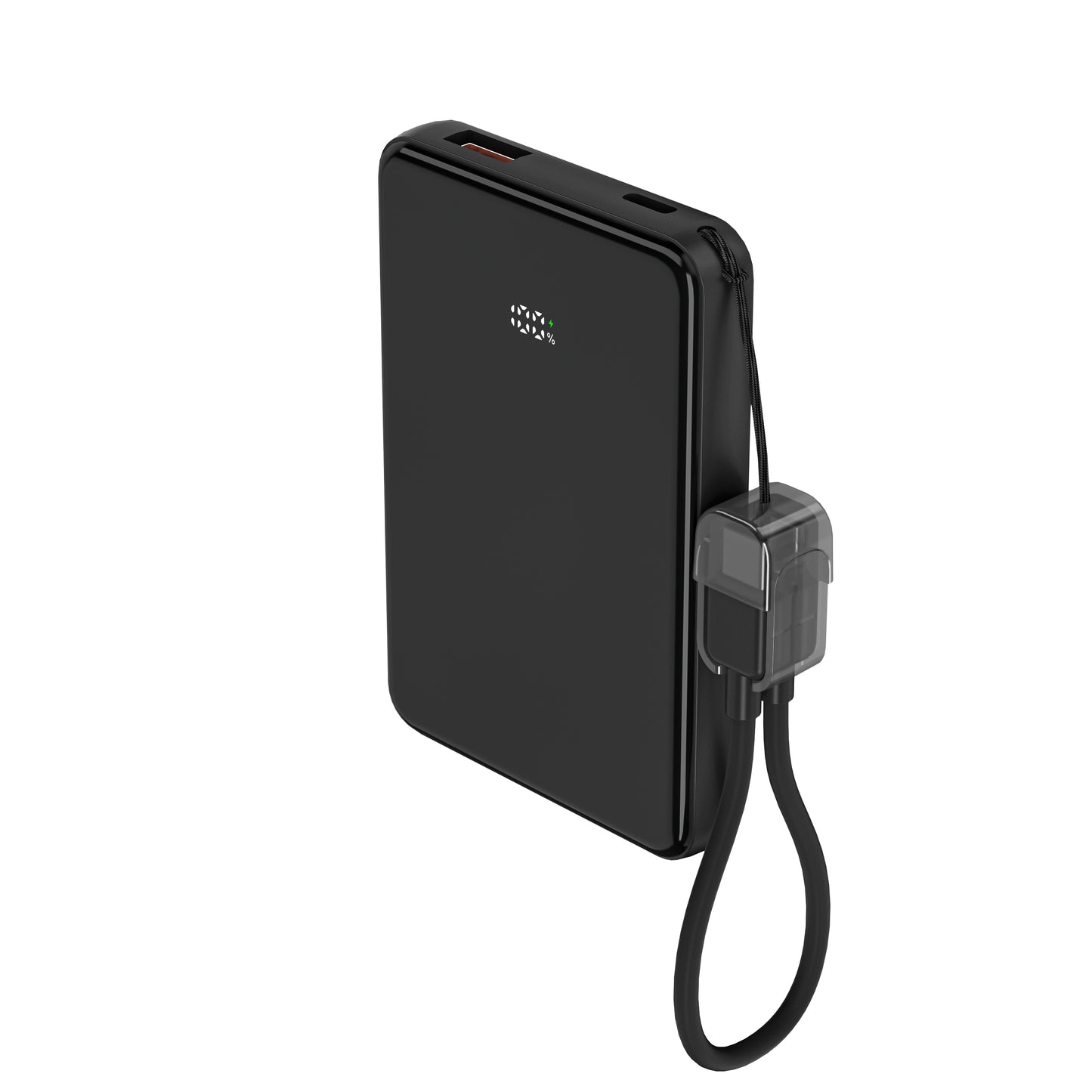 ITC-MAC05D，5000mAh Slim Power Bank with LED Display, 22.5W Fast Charge, 15W Wireless & Lanyard Cable