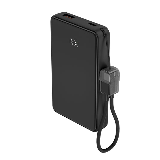 ITC-MAC10D，10000mAh Slim Power Bank with LED Display, 22.5W Fast Charge, 15W Wireless & Lanyard Cable