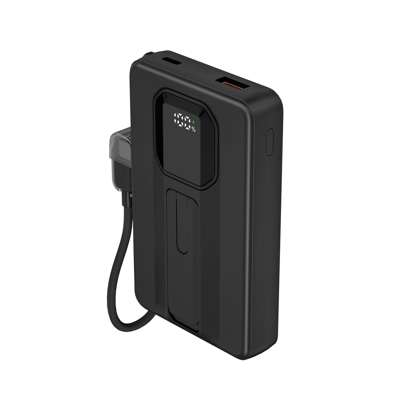 ITC-MACC10DH，10000mAh Power Bank with 15W Wireless Charging, 22.5W Fast Charge, Built-in Cable & Stand