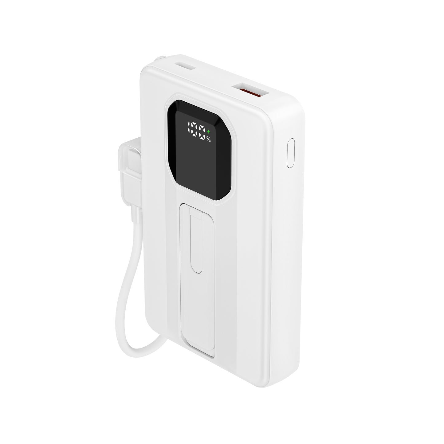 ITC-MACC10DH，10000mAh Power Bank with 15W Wireless Charging, 22.5W Fast Charge, Built-in Cable & Stand