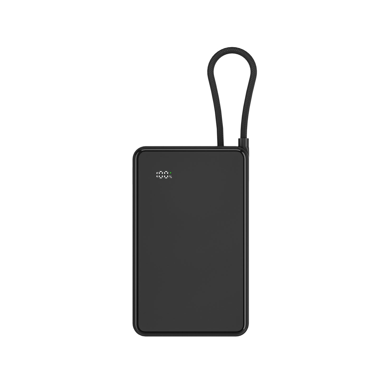 ITC-MCC10D，10000mAh Power Bank with LED Display, Transparent PC Panel, 22.5W Fast Charge & Built-in Cable