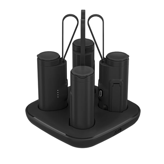 ITC-MP02， 4-Pack 5000mAh Plug-in Power Bank Charging Station with Watch Wireless Charger & Stand