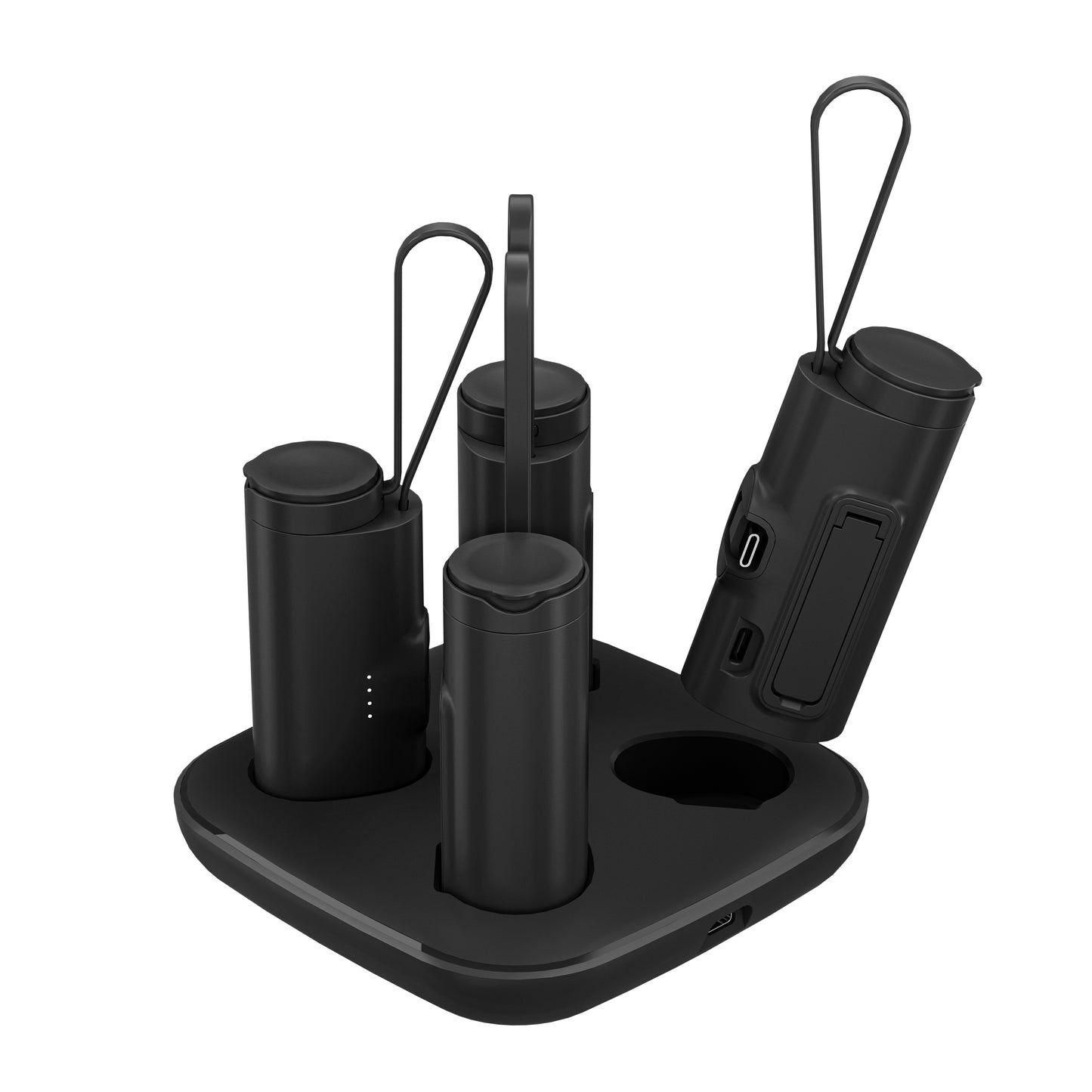 ITC-MP02， 4-Pack 5000mAh Plug-in Power Bank Charging Station with Watch Wireless Charger & Stand
